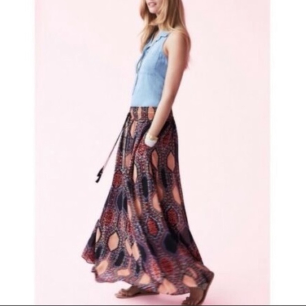 Anthropologie Maeve Hexprint Boho Maxi Skirt Sz M